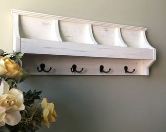 Mail and Key Holder, Shabby Chic Mail Organizer, Mudroom Organizer, Distressed Mail and Key Holder, Coat Rack, Wall Mount Organizer