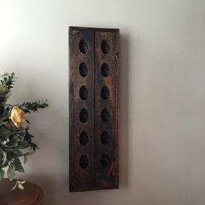 Dark Walnut Wine Rack, French Riddling Rack, Wall Mounted Wine Rack, Riddling Rack, 12 Bottle Riddling Rack