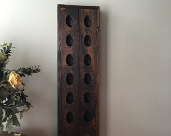 Dark Walnut Wine Rack, French Riddling Rack, Wall Mounted Wine Rack, Riddling Rack, 12 Bottle Riddling Rack