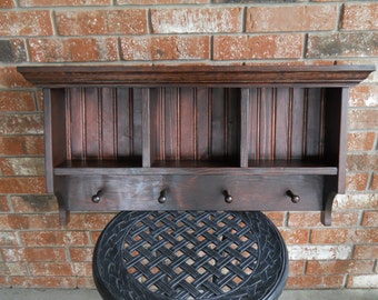 Wood Cubby Shelf: Mudroom Organizer with Shaker Pegs