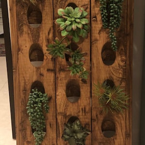 Distressed Wood Wine Rack: Rustic Succulent Planter, 18 Bottle Tavern Grade