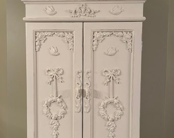 Elegant Vintage Style Victorian Wall Cabinet, Distressed Wall Cabinet, Toilet Cabinet, Shabby Chic Cabinet, Distressed Kitchen Cabinet