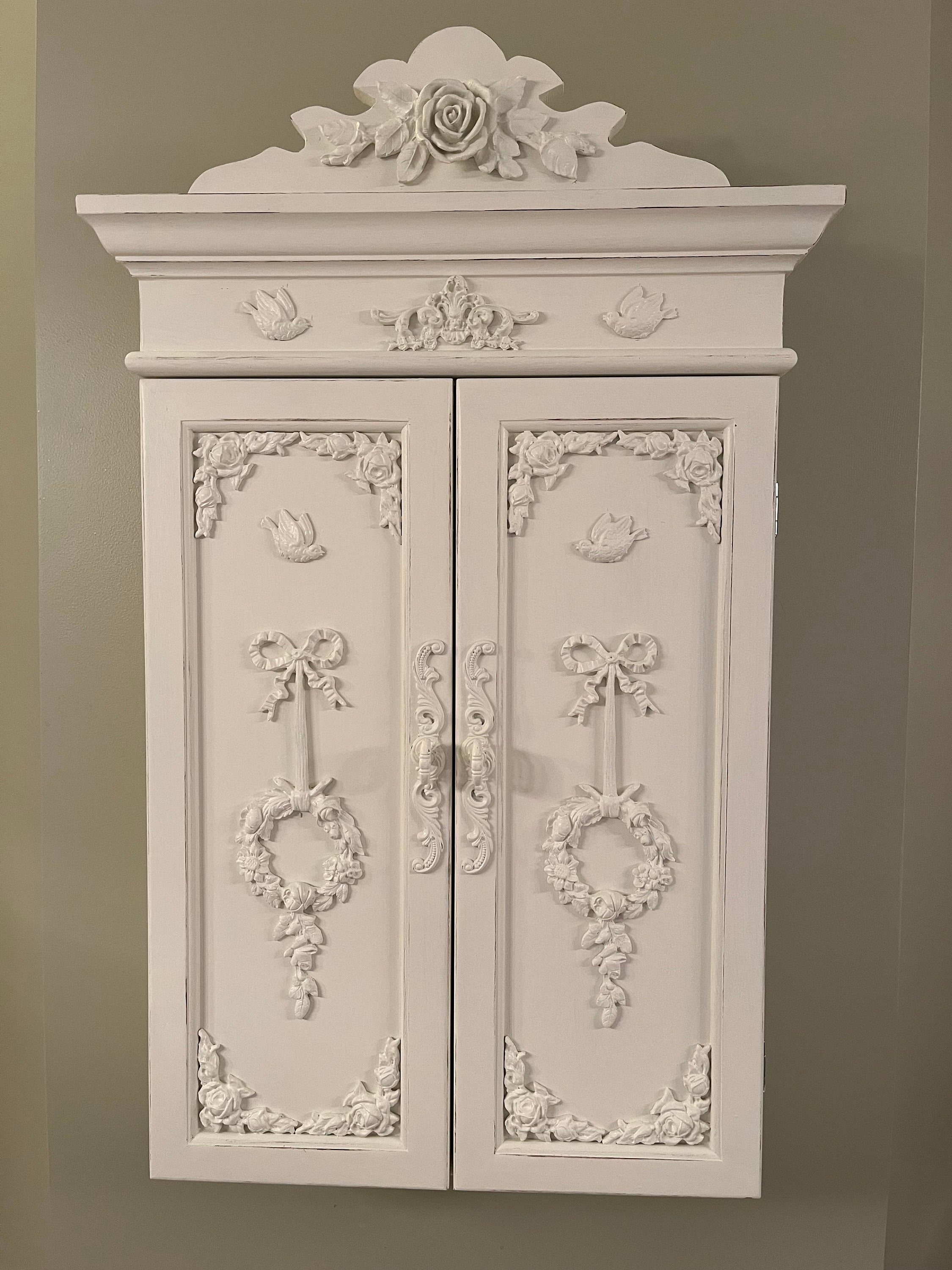 Distressed Victorian Style Wall Cabinet: Shabby Chic Toilet