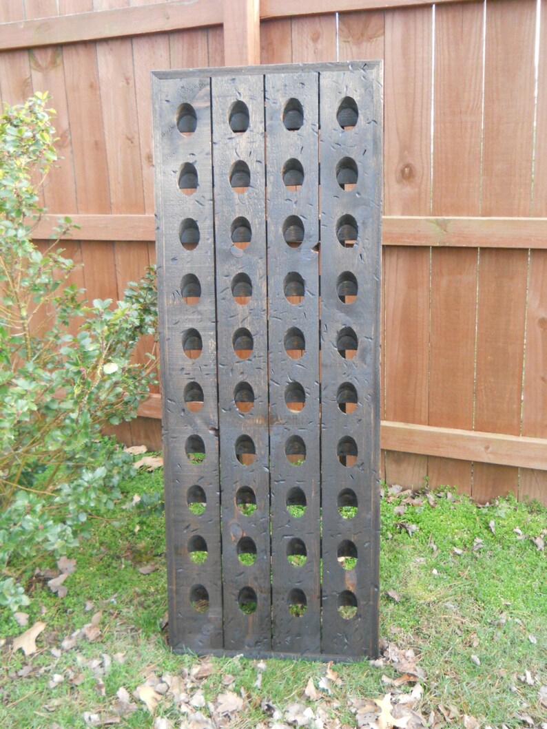 Distressed Dark Walnut Wine Rack, A-Frame French Riddling Rack, Wine Rack Storage, 40 Bottle Riddling Rack image 5