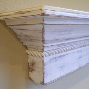 Distressed Floating Wall Shelf: Shabby Chic Fireplace Mantel