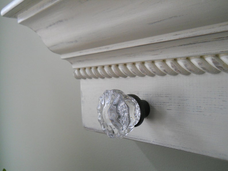 Floating Wall Shelf With Glass Door Knobs Farm House Wall Etsy