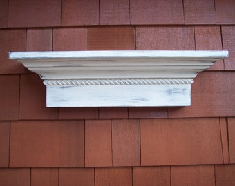 24&quot; Distressed Wall Shelf, Wall ledge with Rope Detail