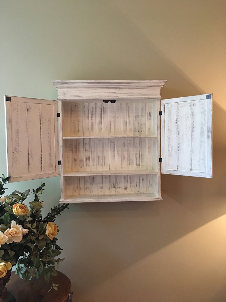 Distressed White Over Brown Wall Bathroom Etsy