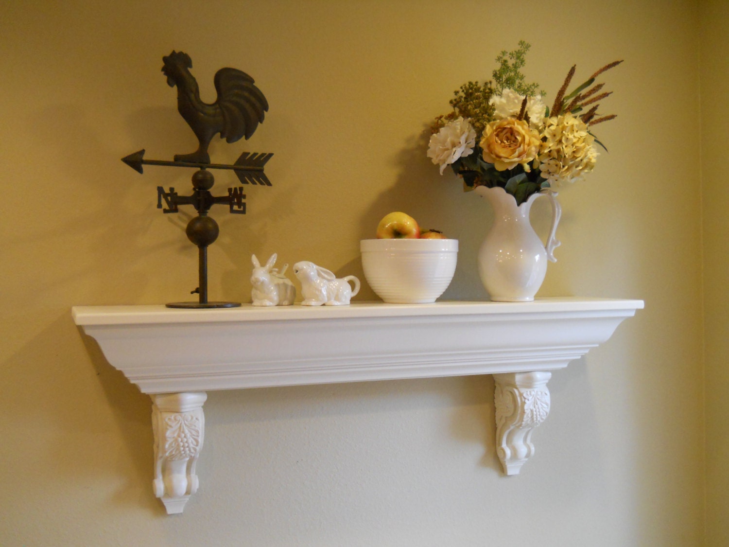Wall ledge with corbels Mantel with corbels Kitchen shelf Etsy