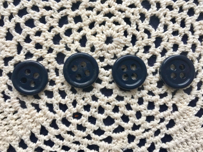 4 matching navy small buttons Lot of vintage green and navy blue round buttons Set of 8 buttons: 4 matching green craft buttons