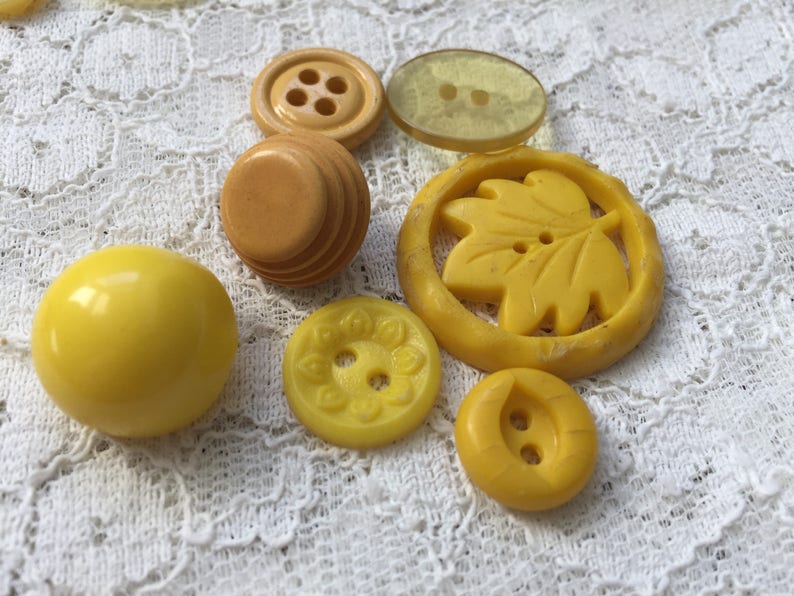 Yellow buttons Large set of yellow buttons Vintage buttons Etsy