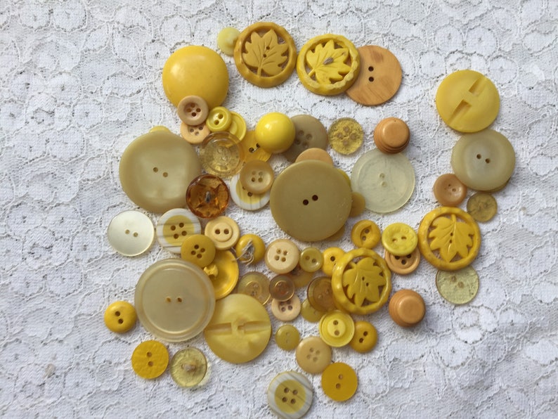 Yellow buttons Large set of yellow buttons Vintage buttons Etsy