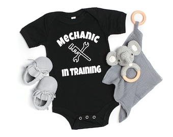 Mechanic In Training Funny Supersoft Cotton Bodysuit Sleepsuit Babygrow Boy Blue Christening Gift Shower New Son Daddy Cute Sweet Auto Car
