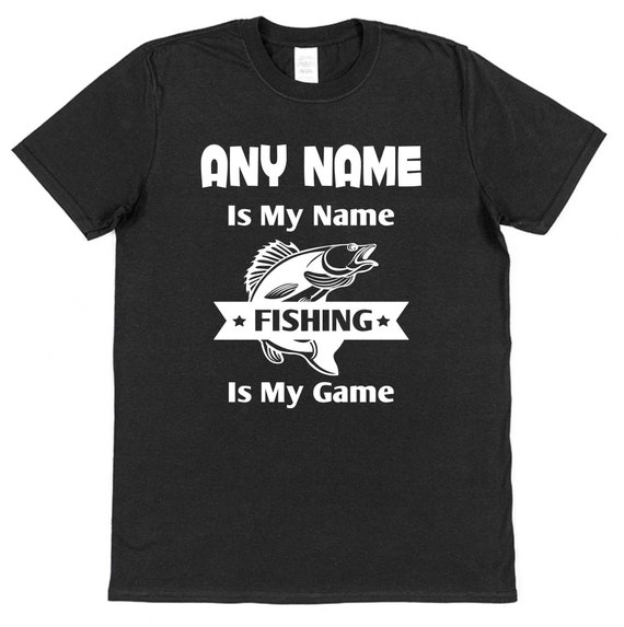 Fishing T-shirt Personalised ANY NAME Game Fishing Gift for Fisherman  Angler Carp Fishing Tshirt Funny Mens Angling Clothing Top Tee Shirt 