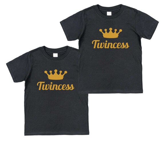 Twincess Twins Matching pack of 2 T Shirts Kids Funny Top Tee shirt Novelty Gift for girls Princess tshirt Birthday sister Christmas Present
