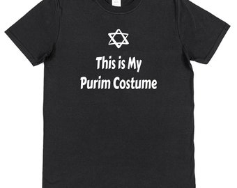 This Is My Purim Costume Cotton T-Shirt Funny Fancy Dress Jewish Holiday Hannukah Star Choose Colour