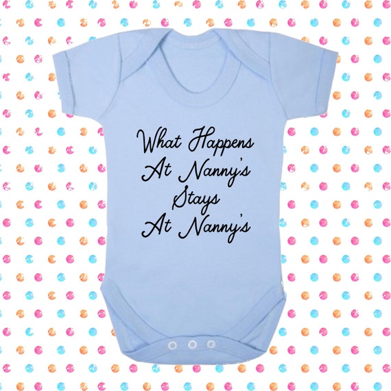 What Happens At Nanny/'s Stays Blue Pink Cotton Bodysuit Baby Present Grandchild