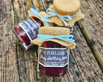 Milestone Birthday Favors, 100 (2oz) Jam Favors, Over the Hill Party Favors, Adult Party Favor, 60th Birthday, 70th Birthday, 80th Birthday