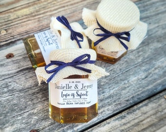 Rustic Bridal Shower Favors, Bride to Bee Honey Favors, 50 (2oz) Honey Jar Wedding Favors, Edible Engagement Shower Favors