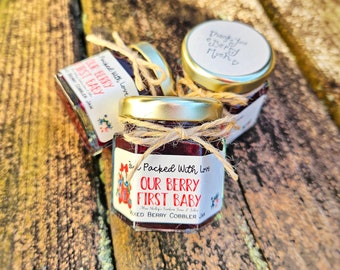 Berry Sweet Jam Favors, 48 (1.5oz or 2oz) Personalized Favors, Baby Shower Favor, Rustic Bridal Shower, Edible Wedding Favor, Mini Jam Jar