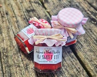 Personalized Jam Favors: Baby Shower, Berry First Birthday, Set of 90 Jars