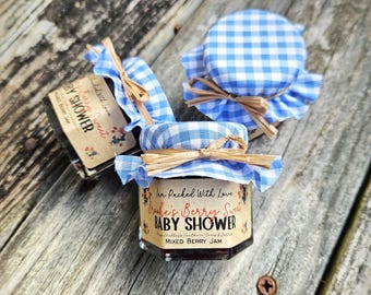 Personalized Berry Jam Favors (1.5oz): Bridal Shower, Baby Shower, Set of 60 Jars