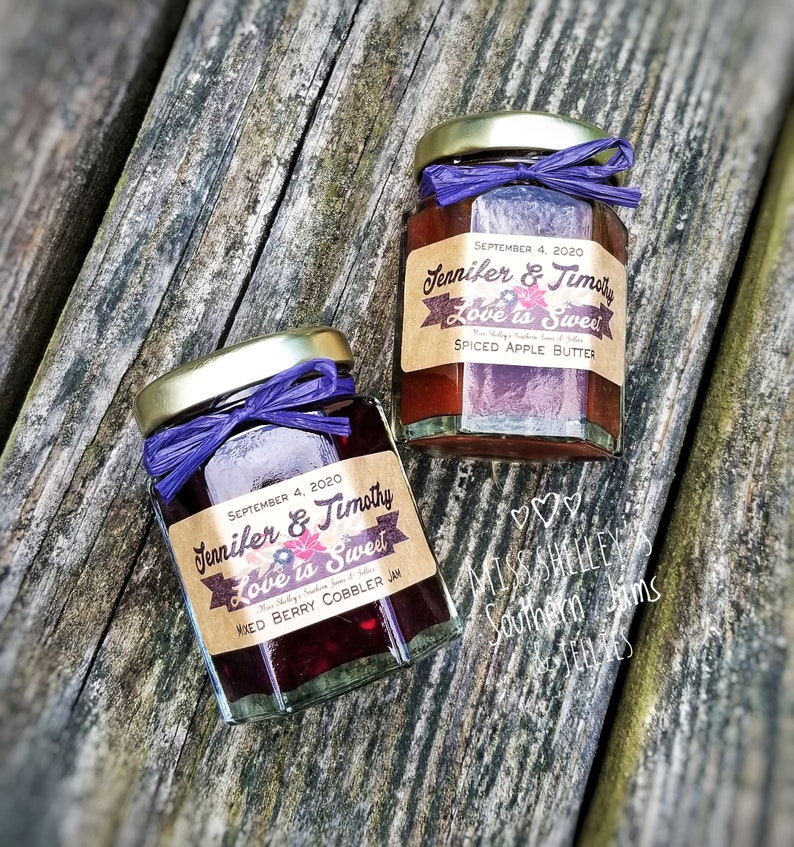 150 2oz Rustic Jam Wedding Favors, Wedding Guest Favors, Spring Wedding Favors, Rustic Bridal Shower Favors, Edible Wedding Favor, Jam Jar image 4