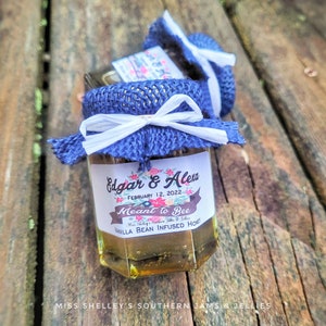 Rustic Honey Wedding Favors: Personalized 2oz Jars, Bridal Shower Favors
