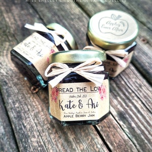 Rustic Wedding Jam 25-45 Personalized Jam Favors Thank You Wedding Guest Favor Micro Small Wedding Favor Ideas Georgia Peach Wedding Favors image 6