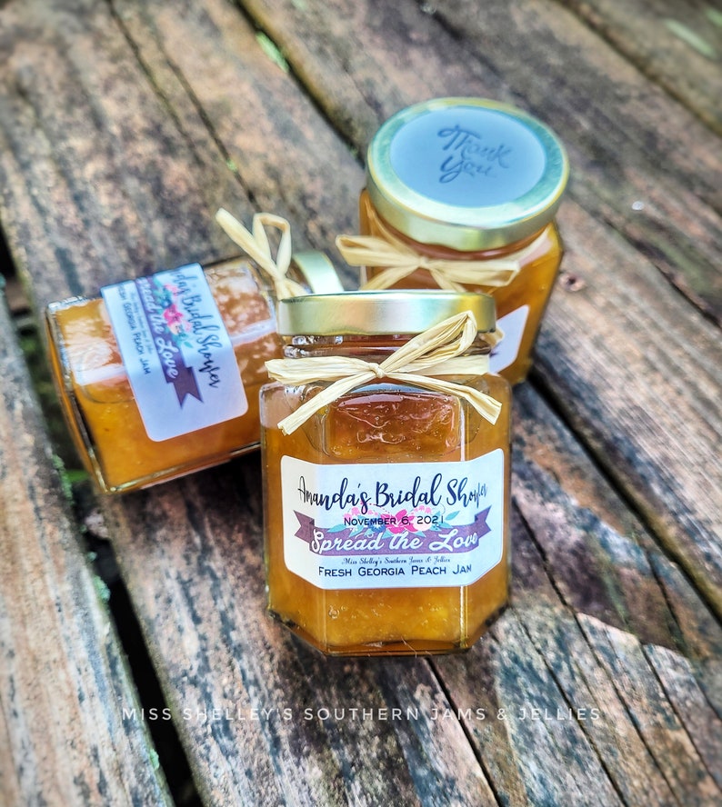 Wedding Jam Favors, 50 3.75oz Hexagon Personalized Jam Favors, Rustic Spring Wedding Favors, Edible Wedding Favors, Rustic Bridal Shower image 5