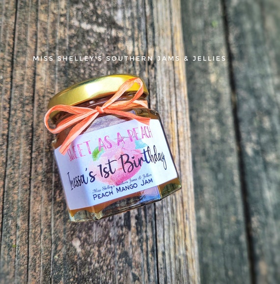 30 (1.5oz) Mini Jam Favors, Baby Shower Favors, Sweet as a Peach Favor