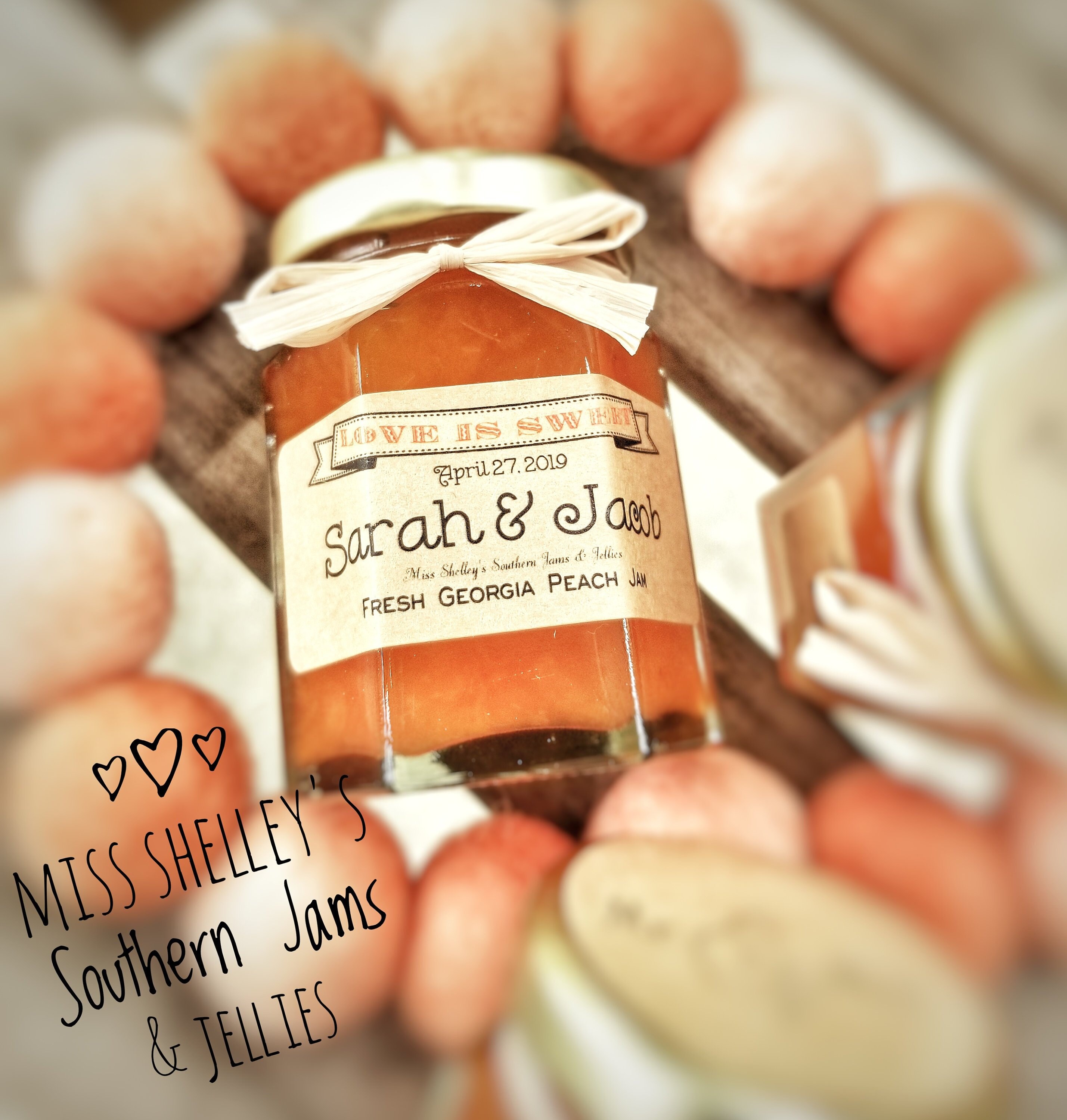 50 2oz Fresh Peach Jam Jar Favors Rustic Bridal Shower | Etsy