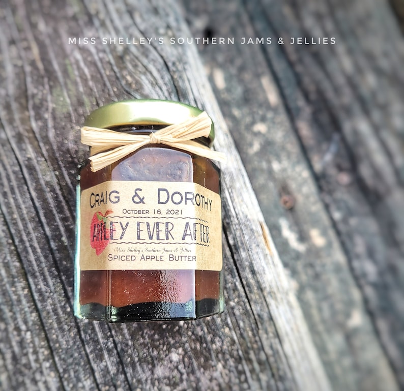 Rustic Wedding Jam 25-45 Personalized Jam Favors Thank You Wedding Guest Favor Micro Small Wedding Favor Ideas Georgia Peach Wedding Favors image 9