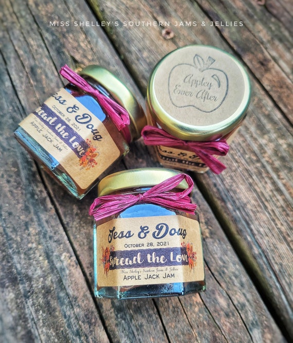Vintage Rustic Mini Jam Wedding Favors, 160 (1.5oz Jar) Personalized