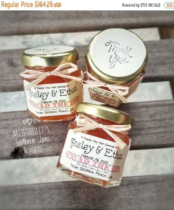 20 OFF SALE 50 Bridal Shower Jam Favors, Baby Shower Mini Jam Favors