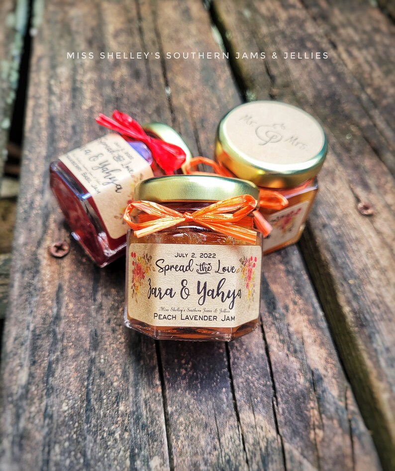 Rustic Mini Jam Wedding Favors 55 1.5 Oz Hexagon Etsy