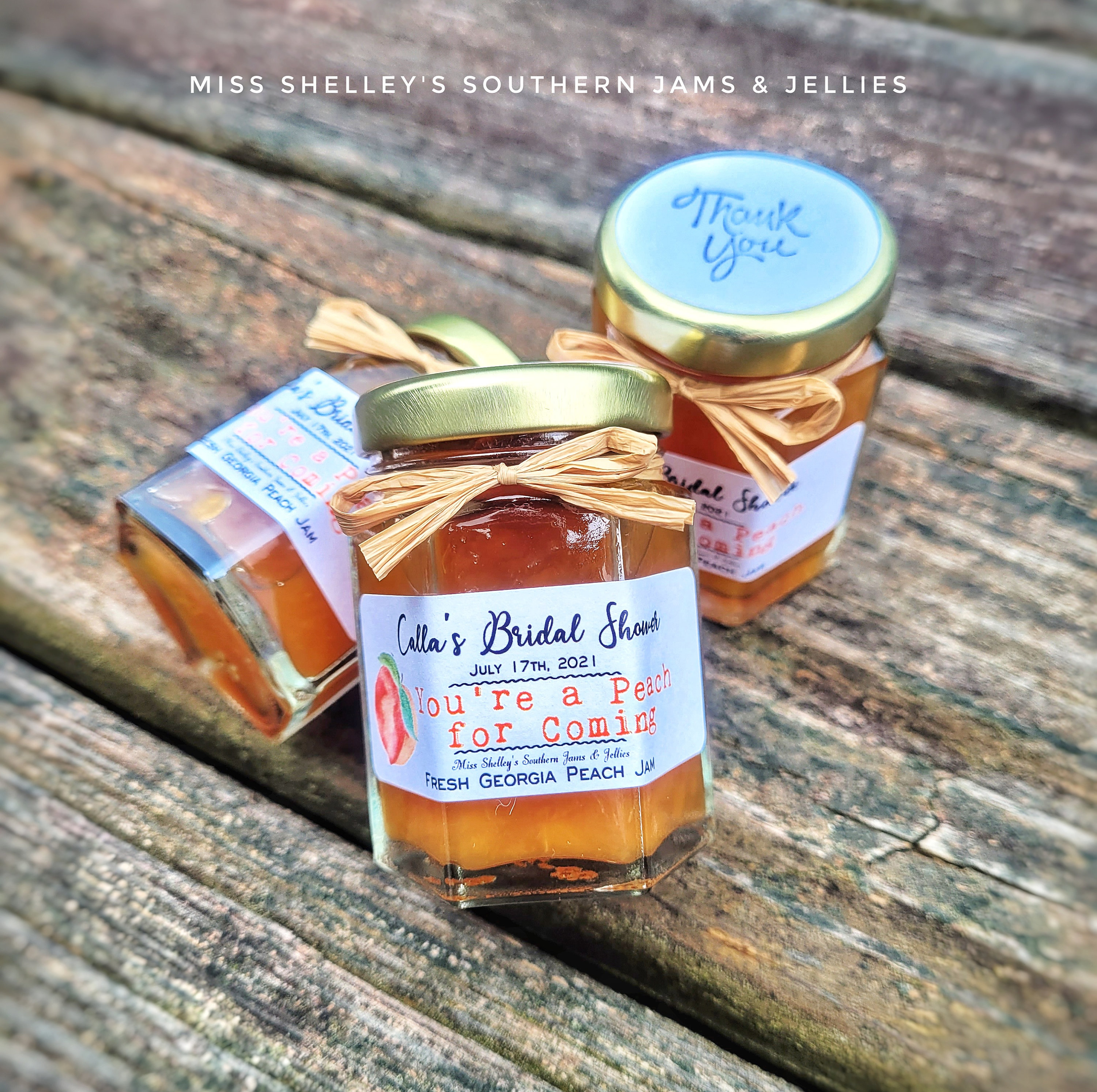 Personalized Peach Jam Jars