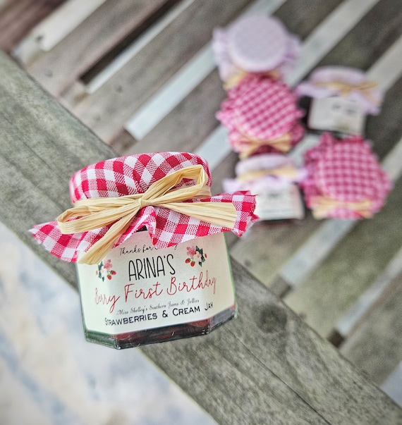 Personalized Jam Favors: Berry First Birthday (1.5oz or 2oz Jars)