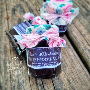 Personalized Birthday Jam Favors, 25-45 2oz Vintage Jam Jar Favors, 50th Birthday Favor, Over the Hill Birthday Party, Milestone Birthday image 4