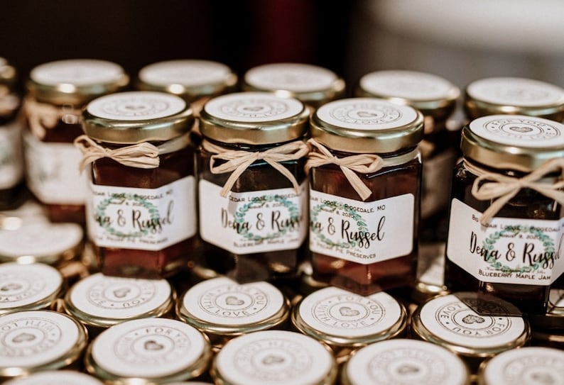 Personalized Wedding Jam Favors, 60-70 1.5oz or 20z Jam Favors, Rustic Wedding Favors, Fall Edible Wedding Favors, Rustic Bridal Shower image 9