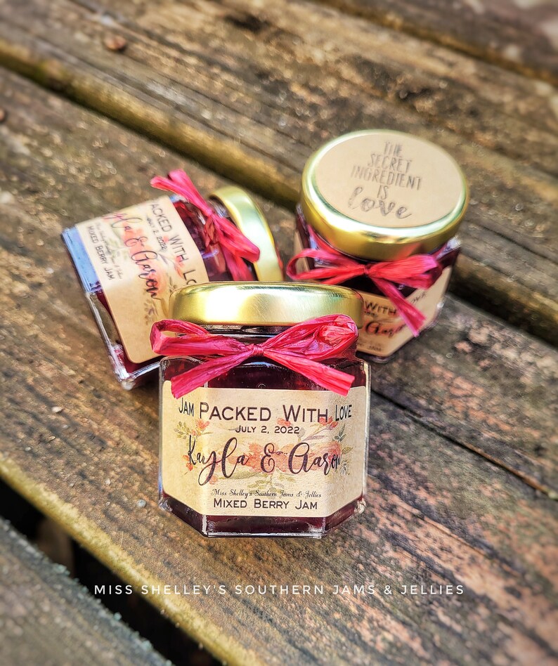 Rustic Mini Jam Wedding Favors 55 1.5 Oz Hexagon Etsy