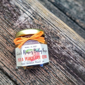 Rustic Wedding Jam 25-45 Personalized Jam Favors Thank You Wedding Guest Favor Micro Small Wedding Favor Ideas Georgia Peach Wedding Favors image 4