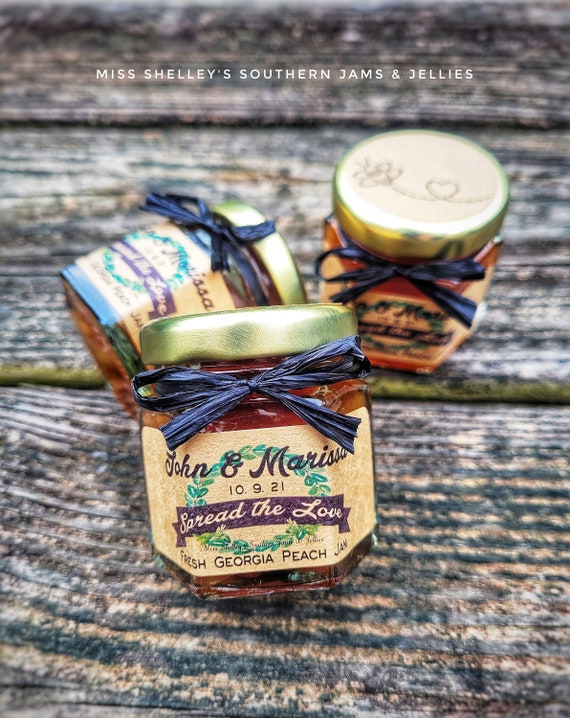 145 (1.5oz) Rustic Jam Wedding Favors, Edible Fall Wedding Favors, Personalized Wedding Favor, Rustic Bridal Shower Favors, Spread the Love Il_570xn