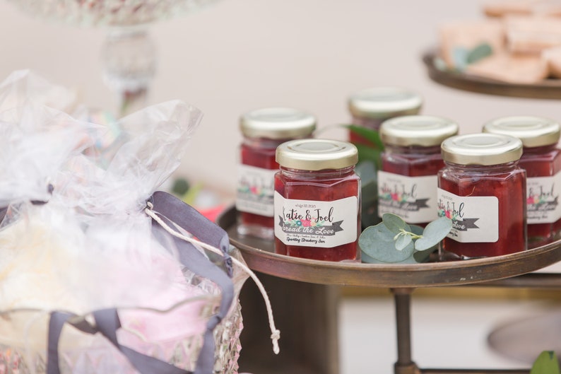 Wedding Jam Favors, 50 3.75oz Hexagon Personalized Jam Favors, Rustic Spring Wedding Favors, Edible Wedding Favors, Rustic Bridal Shower image 8