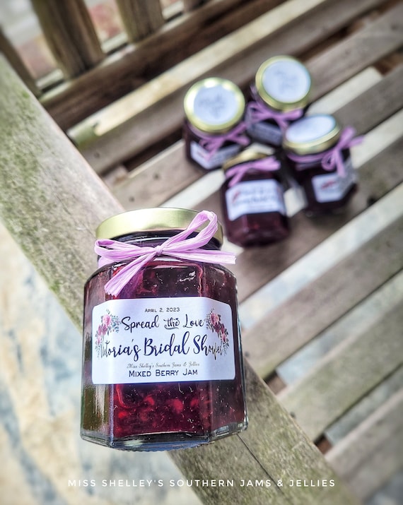 70 (3.75oz) Jam Jar Wedding Favors, Rustic Bridal Shower Favors, Edible