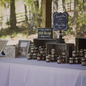 Wedding Jam Favors, 50 3.75oz Hexagon Personalized Jam Favors, Rustic Spring Wedding Favors, Edible Wedding Favors, Rustic Bridal Shower image 3