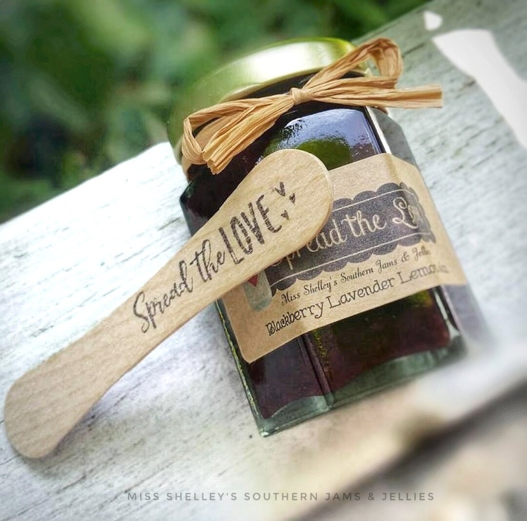 Mini Wooden Jam Spreaders, Mini Tasting Spoons, Stamped Mini Jam