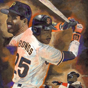 Barry Bonds, art, artwork, painting, Giclee, baseball, San Francisco Giants