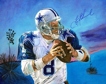 Troy Aikman, Dallas Cowboys, Art, Print, Giclee, 16x20