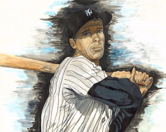 Joe DiMaggio, Yankees, Art, Artwork, art print, giclee 16x20"